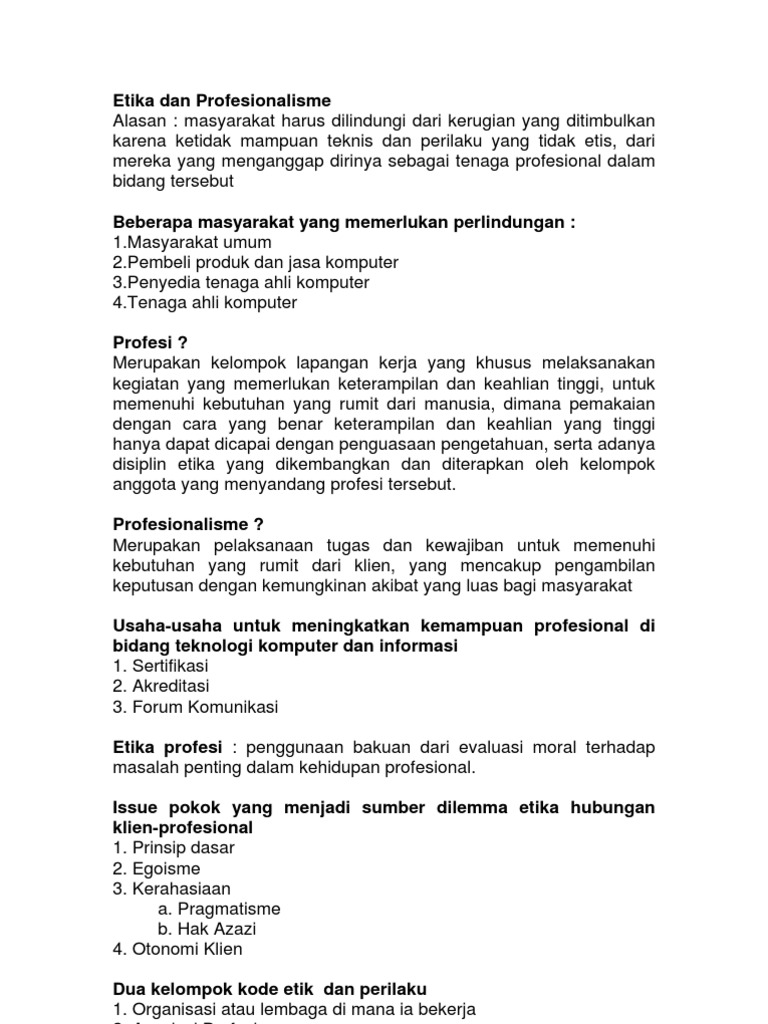 Etika Dan Profesionalisme Pdf