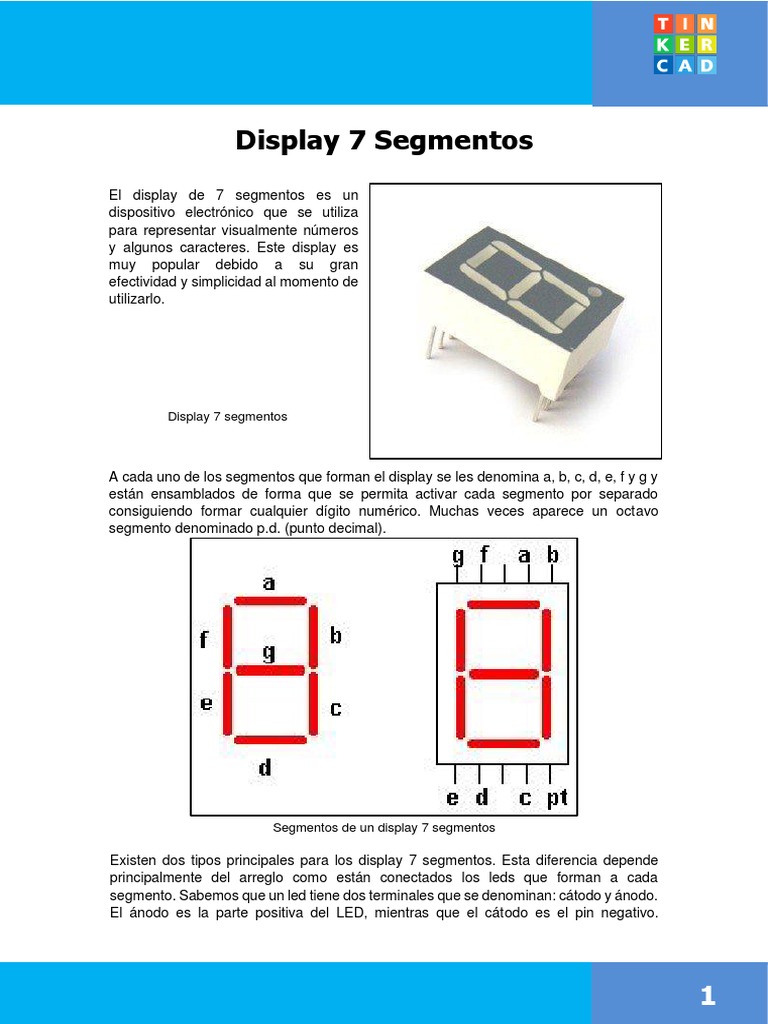 Funcionamiento del Display 7 Segmentos | PDF | Diodo emisor de luz ...