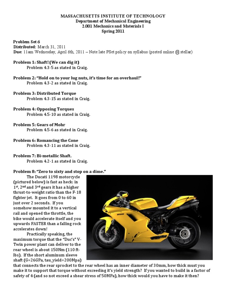 MIT Mechanics Problem Set 6 | PDF