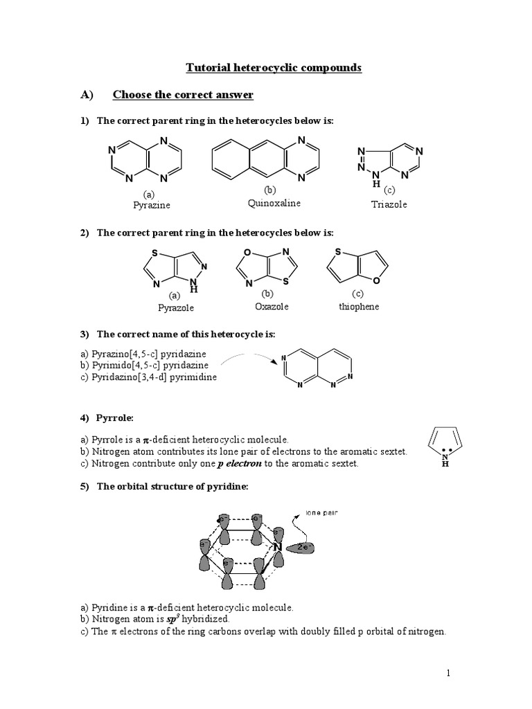 Heterocyclic Chemistry Quiz | PDF | Heterocyclic Compound | Aromaticity