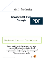 Topic 2: Mechanics Gravitational Field Strength