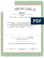 LLC Membership Certificate