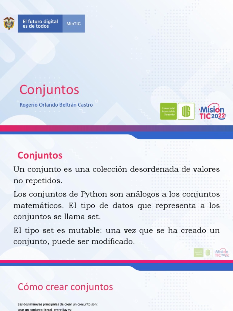05 Conjuntos | PDF | Python (lenguaje de programación) | Conjunto ...