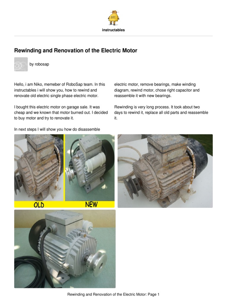 Electric Motor Rewinding Guide | PDF | Electric Motor | Manufactured Goods