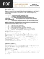 Self Check and Task Sheet 1