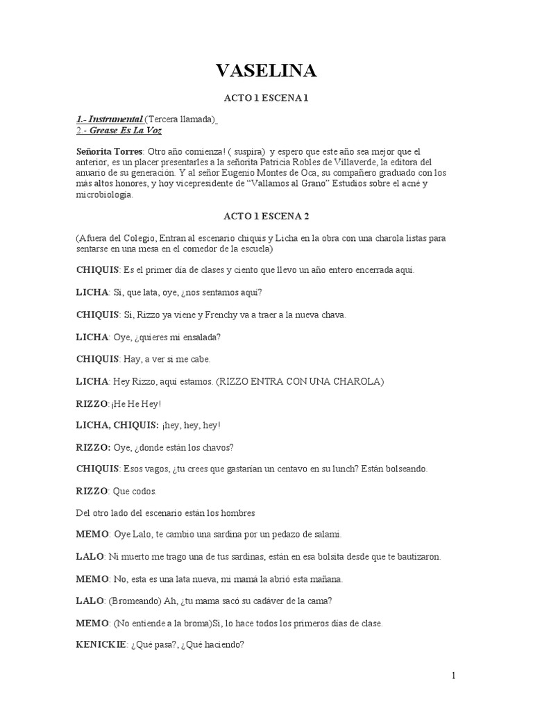 Grease EN ESPAÑOL PDF