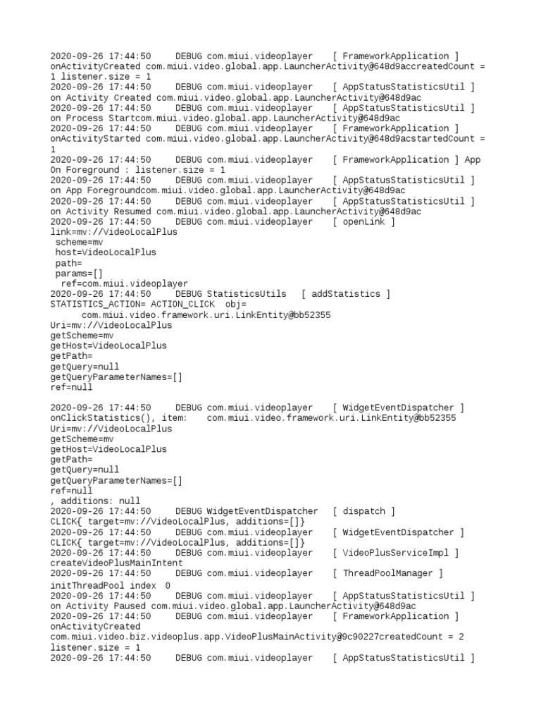 MIUI Video Player Debug Log | PDF | Multimedia | Software