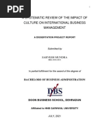 Dissertation Report - A SYSTEMATIC REVIEW OF THE IMPACT OF CULTURE ON INTERNATIONAL BUSINESS MANAGEMENT