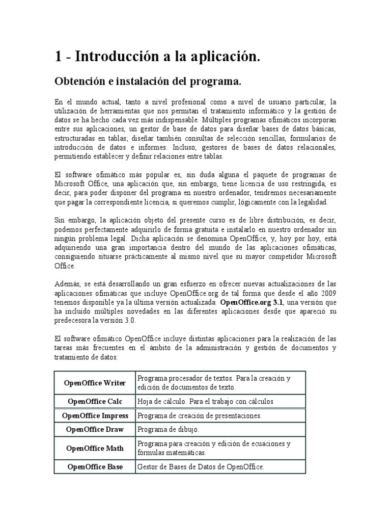 Guía de Instalación de OpenOffice Base | PDF | Bases de datos | Archivo ...