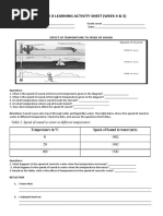 Science 8 Learning Activity Sheet (Week 4 & 5) : Effect of Temperature To Speed of Sound