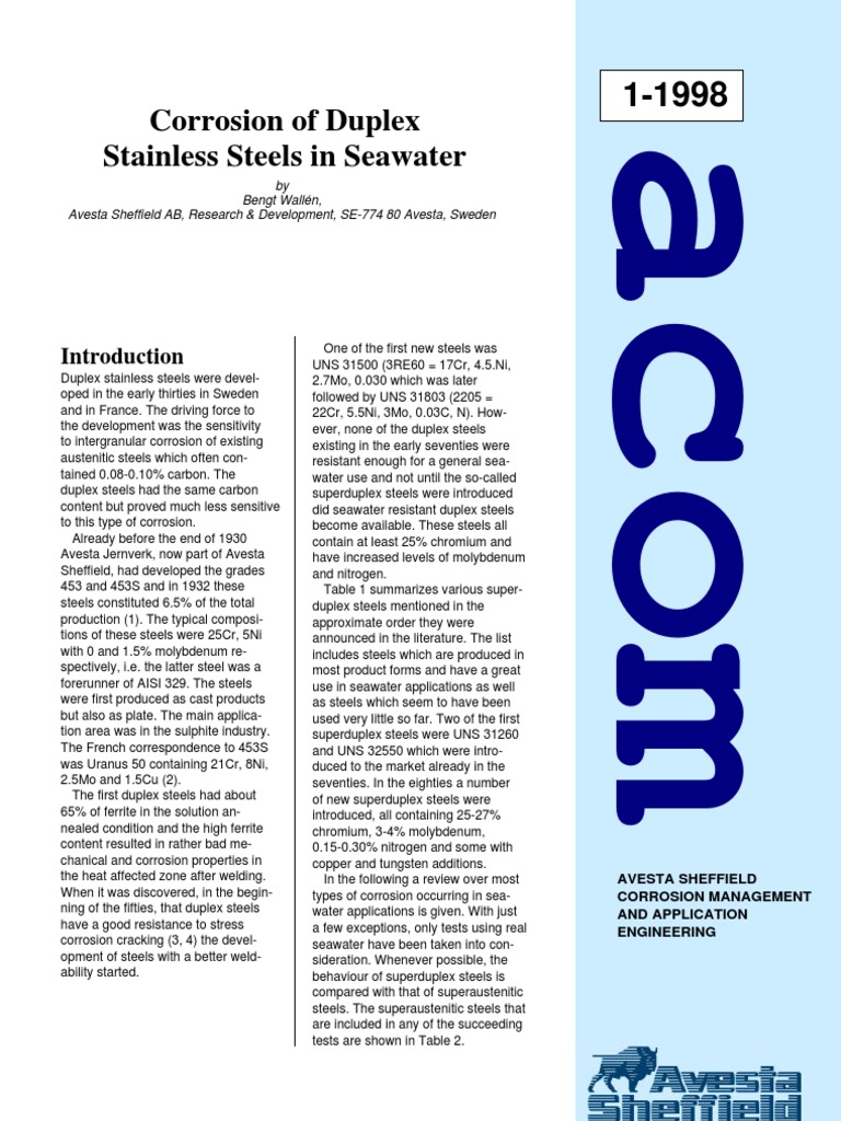 Corrosion of Duplex | PDF | Corrosion | Stainless Steel