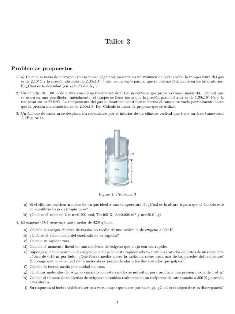 Problemas de Gases y Termodinámica | PDF | Gases | Presión