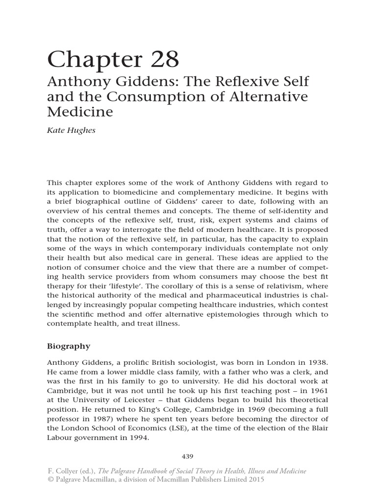 6 Anthony Giddens The Reflexive Self and The Consumption of Alternative