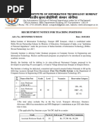 IIIT Sonepat Faculty Detailed Advertisement