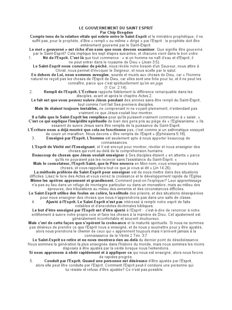 Le Gouvernement Du Saint Esprit | PDF | Saint-Esprit | Jésus