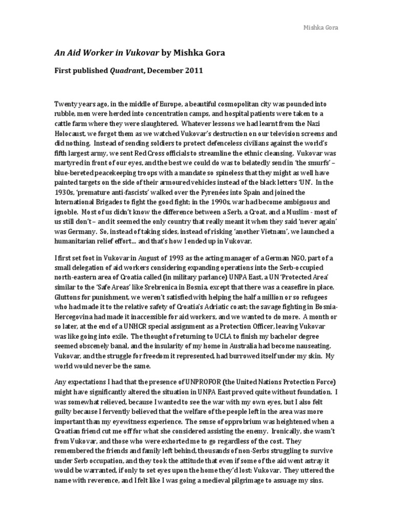 An Aid Worker in Vukovar PDF