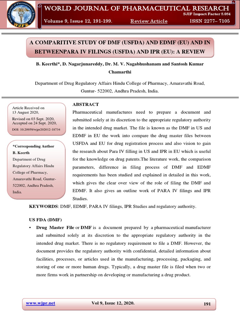 Pharma Regulatory Filing Guide | PDF | Generic Drug | Pharmaceutical ...