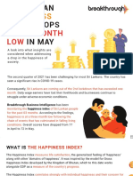SRI LANKAN HAPPINESS INDEX DROPS TO A 3 MONTH LOW IN MAY
