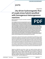 Gravity Driven Hydromagnetic Flow of Couple Stress Hybrid Nanofluid With Homogenous Heterogeneous Reactions