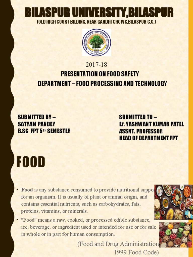 Food Safety Presentation at Bilaspur University's Department of Food