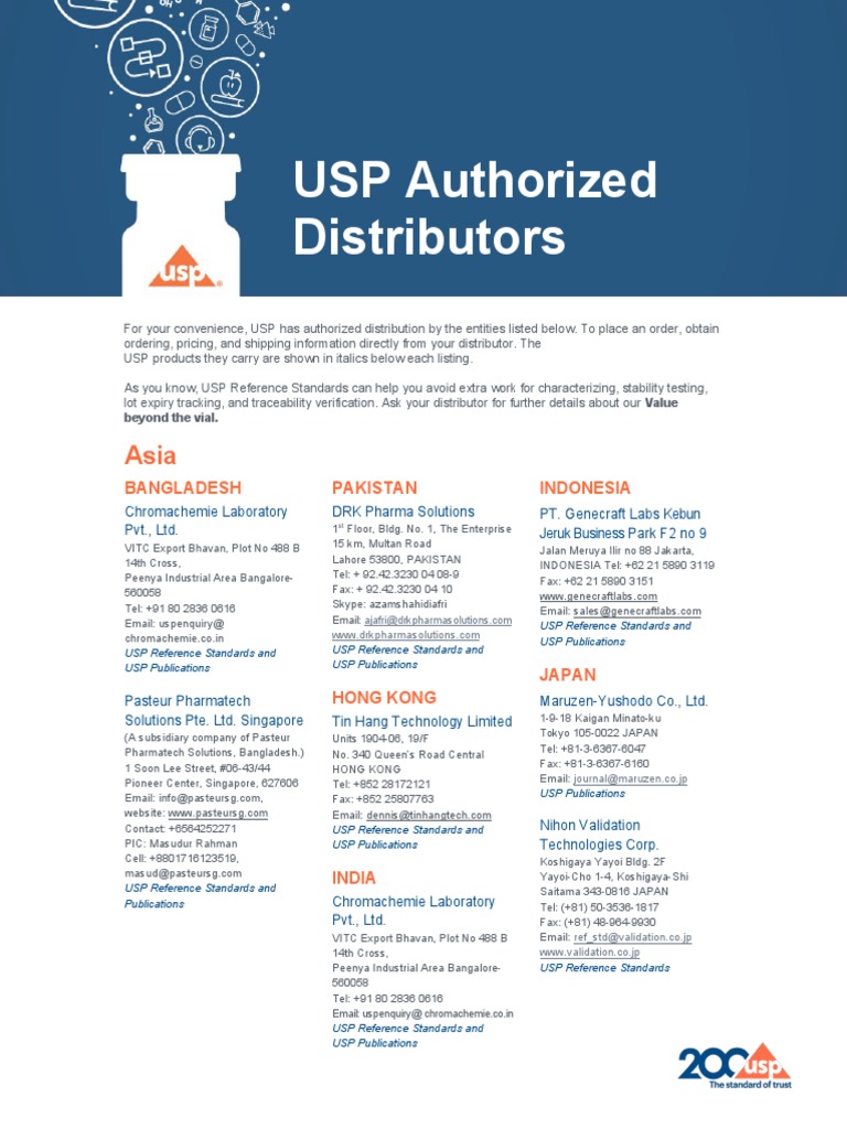 USP Authorized Distributors Bangladesh Pakistan Indonesia PDF