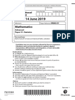 9MA0 031 June 2019 Examination Paper Statistics 31