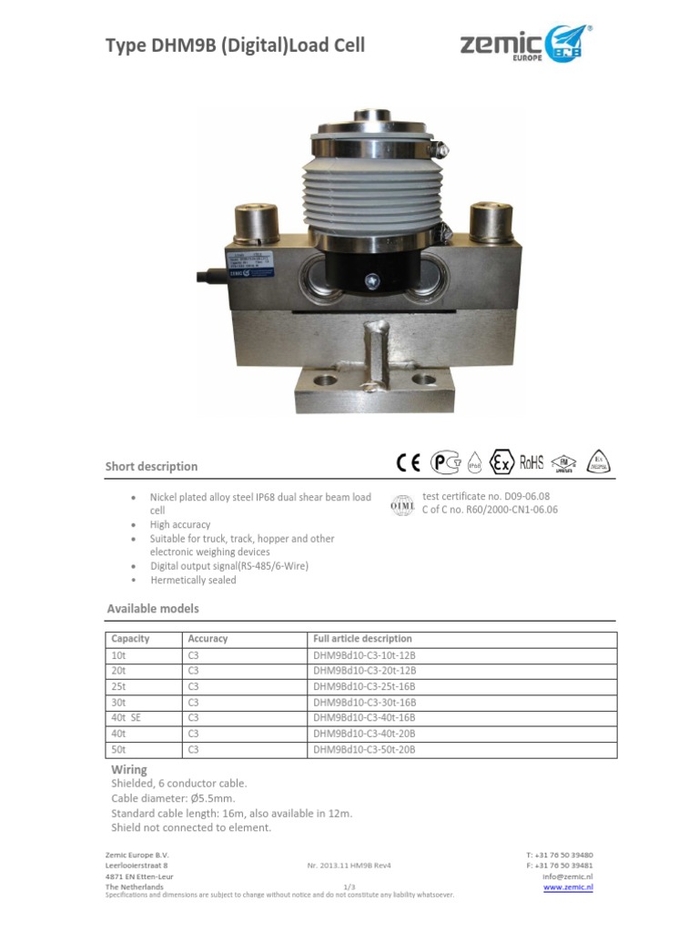 Zemic Digital Loadcell | PDF | Electrical Components | Electricity