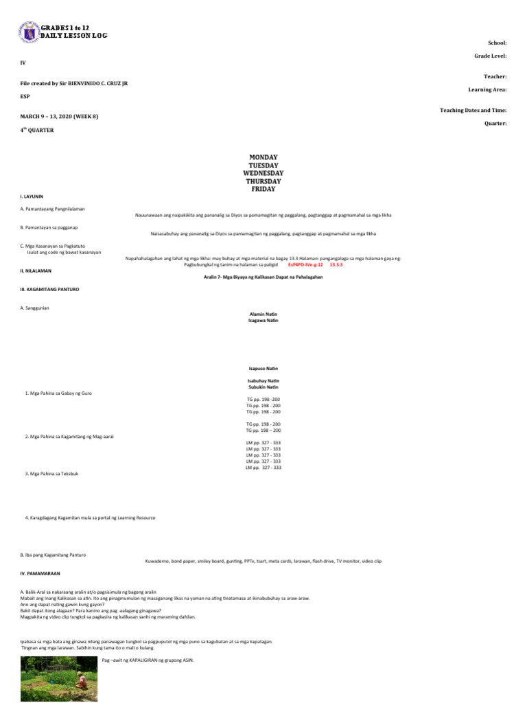 DLL - Esp 4 - Q4 - W8 | PDF