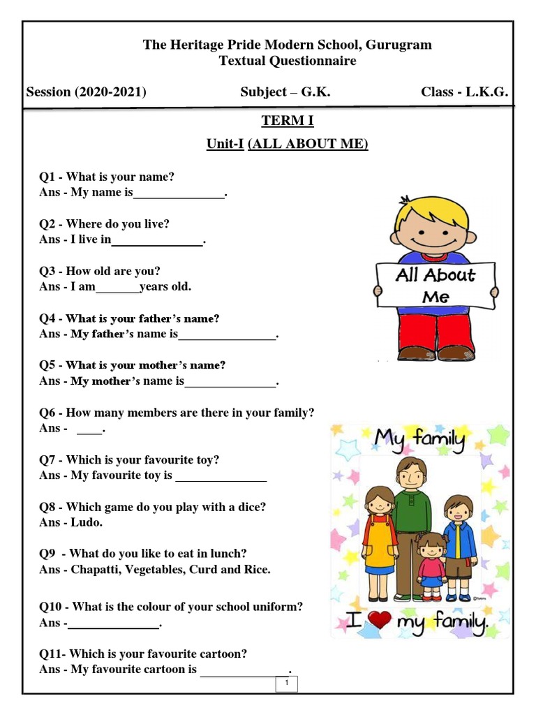 GK Questionnaire PDF Fruit Vegetables