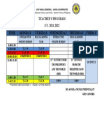 Time Monday Tuesday Wednesday Thursday Friday: Teacher'S Program S.Y. 2021-2022