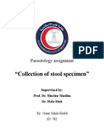Collection of stool specimens for parasitology analysis