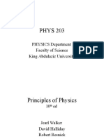 PHYS 203: PHYSICS Department Faculty of Science King Abdulaziz University