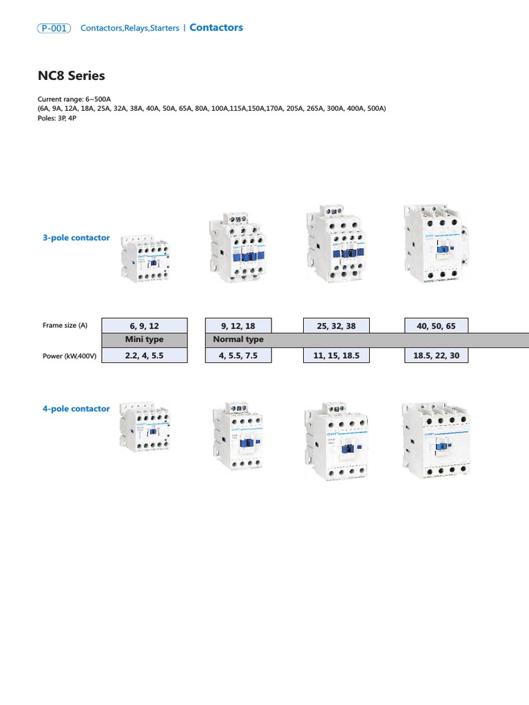 Contactors and Relays Specifications Guide | PDF | Electronics | Machines