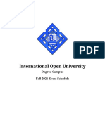International Open University: Degree Campus Fall 2021 Event Schedule