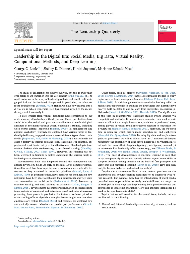Leadership in the Digital Era | PDF | Leadership | Psychology