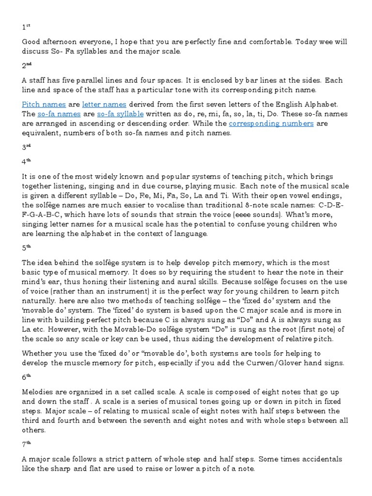 Pitch Names Letter Names SoFa Names SoFa Syllable Corresponding Numbers PDF Scale (Music