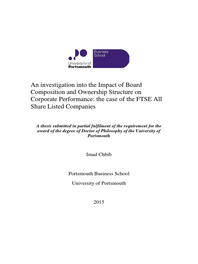 thesis phd corporate governance