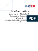 Mathematics: Quarter 1 - Module 3: Geometric Sequence Week 3