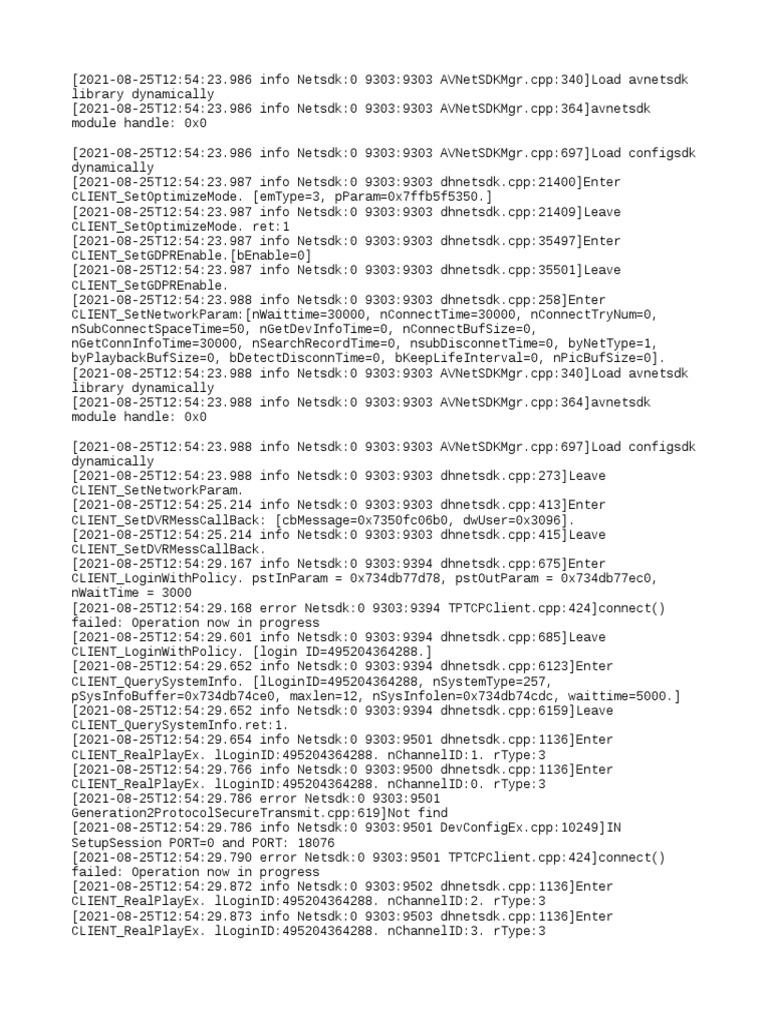 SDK Log Analysis for AVNetSDK | PDF | Computing | Computer Engineering