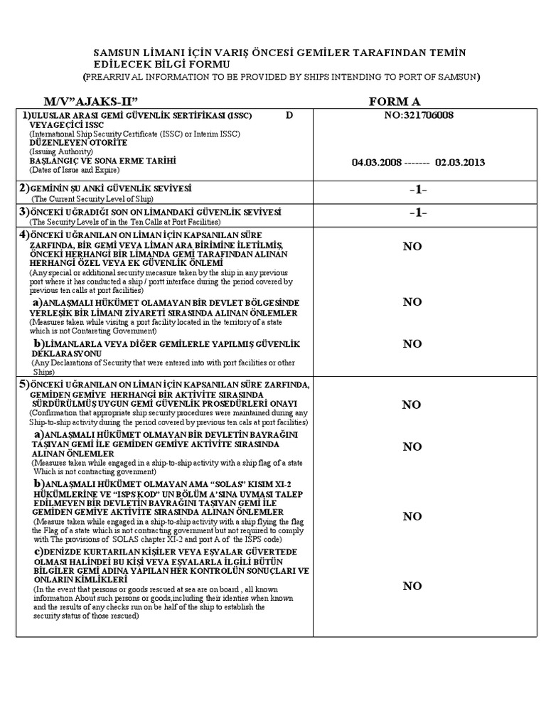 Form A | PDF | Shipping | Government