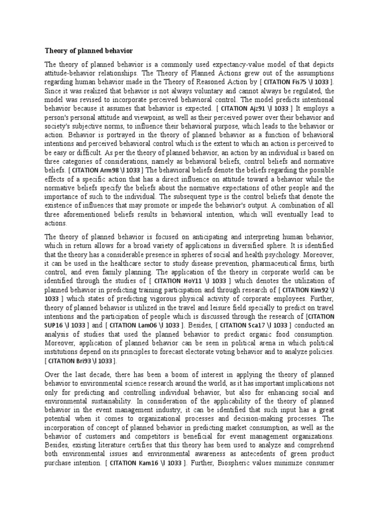 Understanding the Theory of Planned Behavior | PDF | Behavior | Psychology