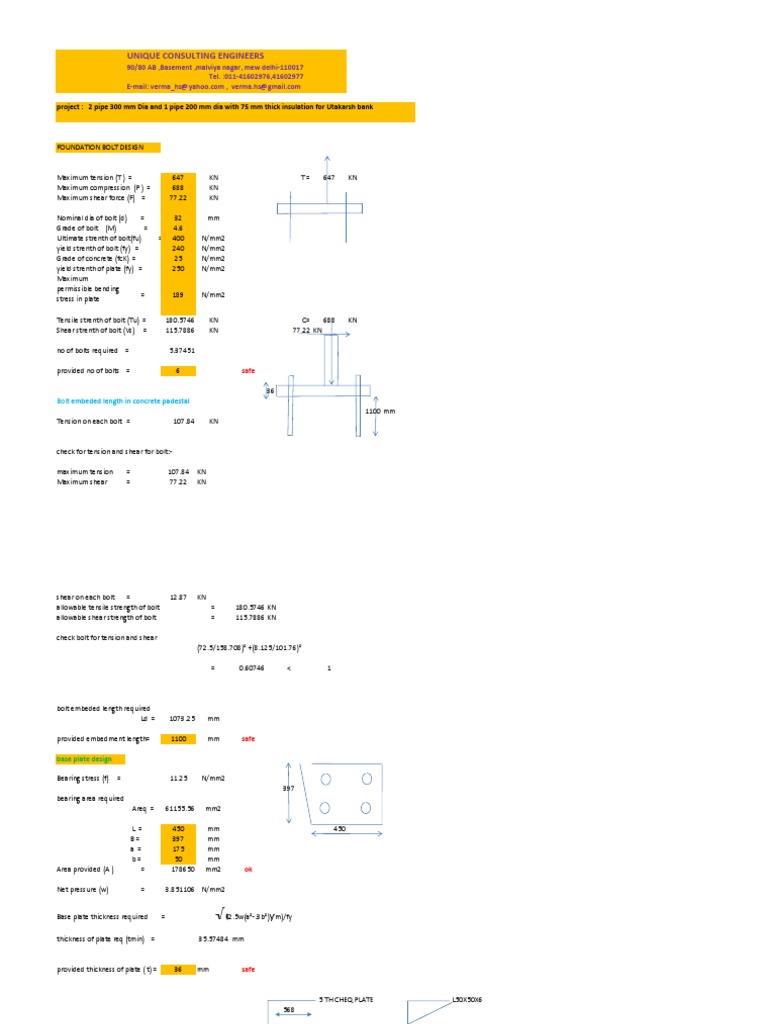 Foundation Bolt and Base Plate Design | PDF | Strength Of Materials ...