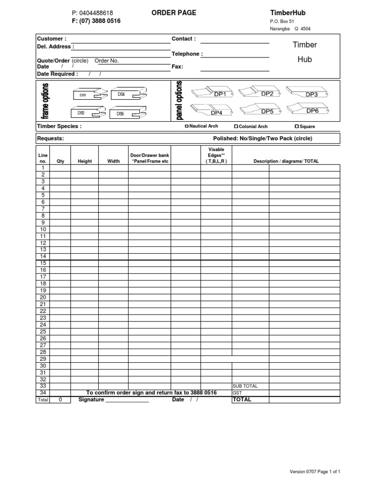 TimberHub Order Form Template | PDF