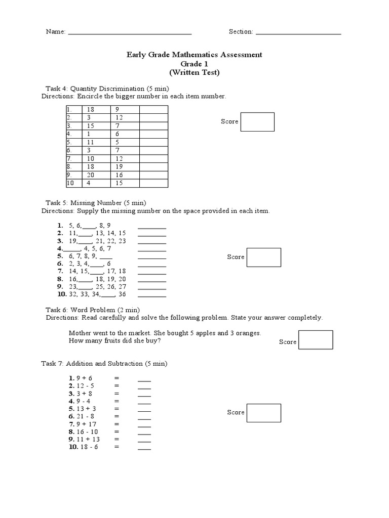 Early Grade Math Assessment Overview | PDF | Mathematics | Cognition