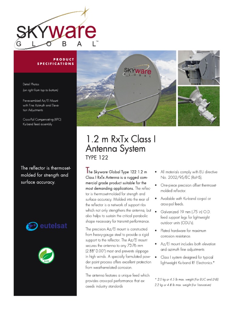Antenne Vsat 1.2m KuBand 122 Class I Skyware Global PDF Antenna