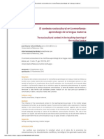 El Contexto Sociocultural en La Enseñanza-Aprendizaje de La Lengua Materna