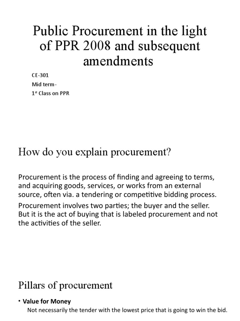 PPR Class 1 (Revised) | PDF | Procurement | Policy