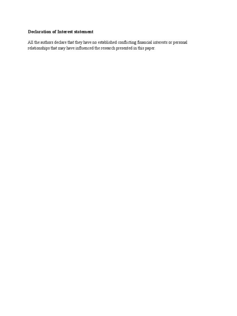 Declaration Of Interest Statement Elsevier