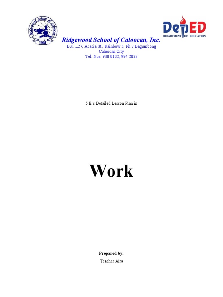 Work Lesson Plan for Students | PDF | Force | Acceleration