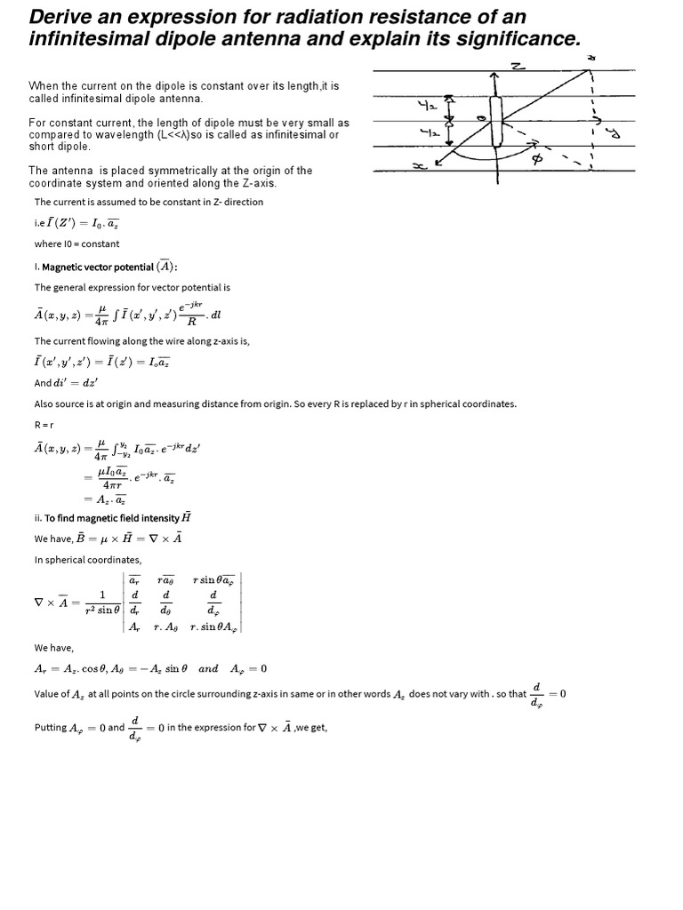 Radiation Resistance of Infinitesimal Dipole | PDF | Antenna (Radio ...